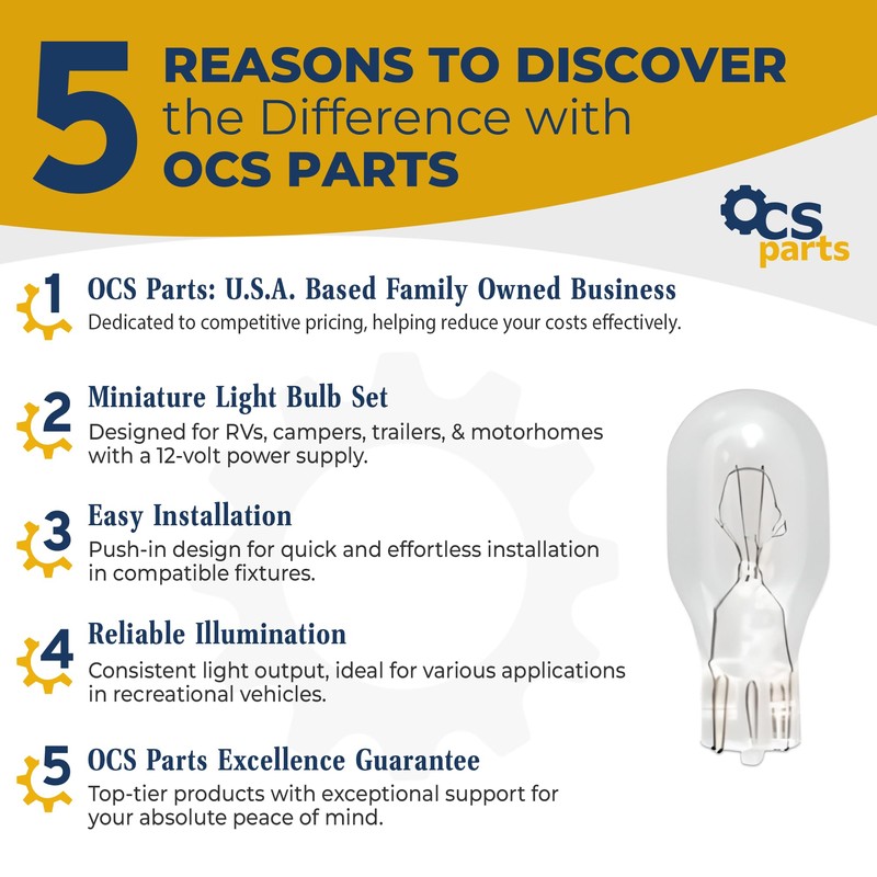 OCS Parts -12V Miniature Light Bulbs for RV Camper Trailers