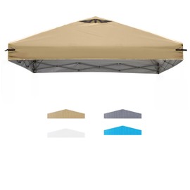 8x8 Canopy Replacement Top Cover with Air Vents for ez up Pop up Canopy Gazebo Tent with Adjustable Straps,Waterproof & Anti-UV for Outdoor Shade (Top Only,Frame Not Included) (Beige)
