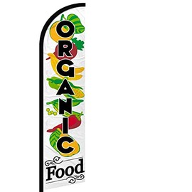 4 Less Co ORGANIC FOOD Windless Swooper Flag Feather Banner Sign 2.5x11.5 ft Tall Large (Flag Only) wf