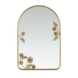 Madison Park Adaline Wall Mirror for Bedroom, Living Room Décor Accent Mirror, Metal Frame with Floral Details, Entryway Mirror, Ready to Hang Bedroom Mirror Home Decor, 29.75" H Gold