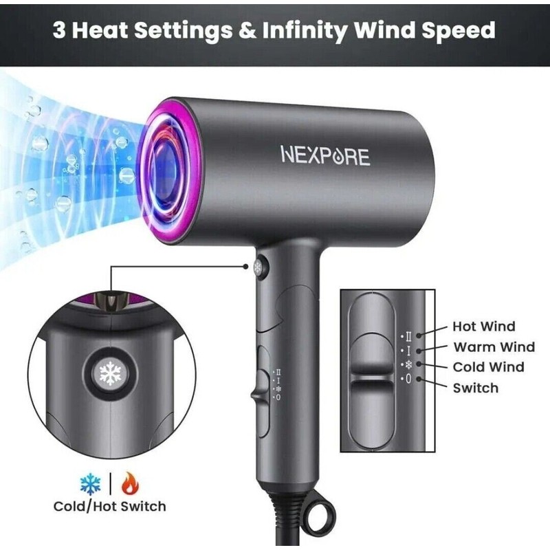 NEXPURE Hair Dryer, 1800W Professional Ionic Hairdryer for Hair Care,