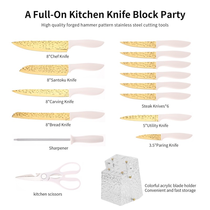Kitchen Knife Set Non Stick Knives Set with Block Cutlery