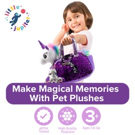 Little Jupiter Plush Pet Set with Purse - Unicorn Toys - Unicorn Stuffed Animal - Unicorn Gift for Girls - Unicorns (White Unicorn) Age 4-5 - 6-7 yrs