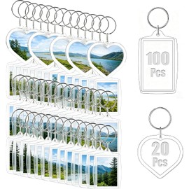120 Piezas Llaveros Acrílicos de Foto, Llaveros Acrilico Transparente Llavero de Foto DIY, para Graduaciones, Aniversarios, Regalos de Pareja