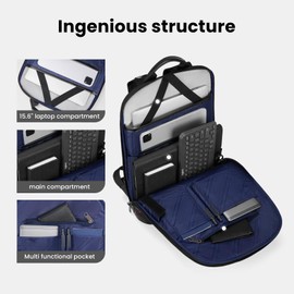 Classic Leather Backpack for Men, Lightweight Backpack with USB Charger, Anti-theft Computer Slim Laptop Bag for Work Office Black