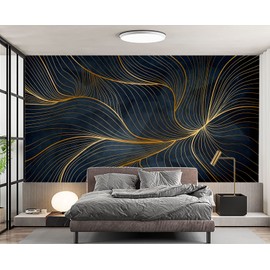 Eierme Simple Golden Lines Wall Mural Wallpaper for Bedroom 103" x 69"