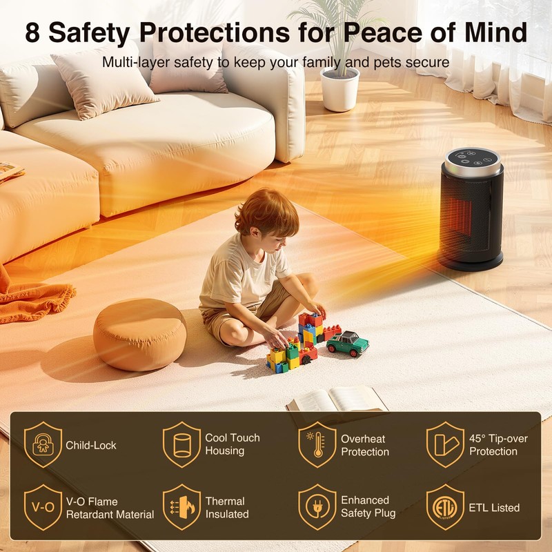 ZAFRO Space Heater, Ultra Quiet Portable Electric Heaters for Indoor
