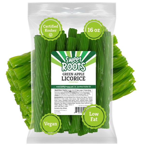 Sweet Roots Green Apple Licorice Twists – 1 Bag (16