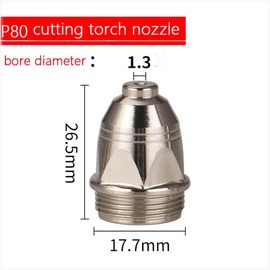 P-80 Plasma Cutter Torch Consumables, 1.3mm Cutting Torch Nozzle Tips Electrode Kits, For BTC800DP Plasma Cutter