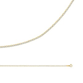Mariner Chain Solid 14k Yellow White Gold Necklace Flat Links Pave Two Tone Thin, 1.5 mm - 16 inch