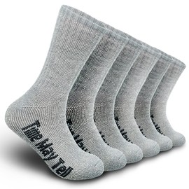 Time May Tell Mens Merino Wool Hiking Cushion Socks Thermal Warm Crew Winter Boot Socks Pack (Light Grey(3 pairs), US Size 9-13)