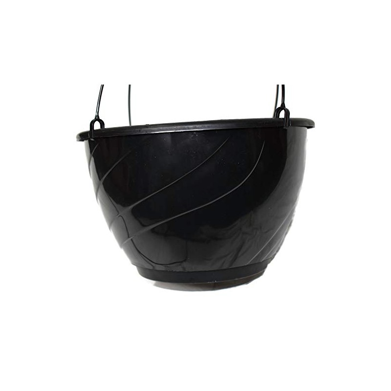12" Diameter Black Plastic Deco Swirl Hanging Basket by Landmark