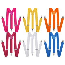 Handepo 6 Pcs Adjustable Y Back Style Suspenders Elastic Suspenders with Metal Clip for Pants Unisex Multicolour Suspenders 1 In Wide (Classic Color)