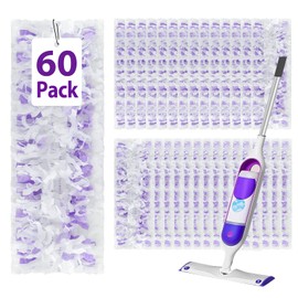 60 Count Disposable Power Mop Refills for Swiffer Power Mop, Extra Absorbent, Traps Dust & Hair, Fits All Swiffer PowerMop Models, PowerMop Wet Pads Rifill for Floor Cleaning
