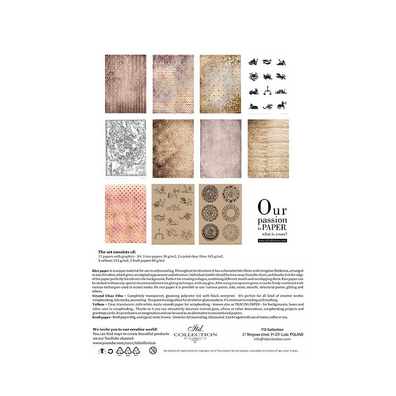 ITD Collection -Scrapbooking Package A4 Accessories Decoupage Set Scrapbook Paper