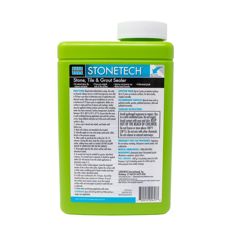 STONETECH Stone, Tile & Grout Sealer, 1 Quart/32OZ (946ML) Bottle