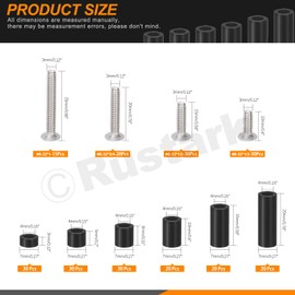 Rustark Wall Plate Screws Electrical Outlet Screws Spacers Assortment Kit White Machine Screws Device Mounting Screws (245Pcs White Slotted Outlet Screws Set)