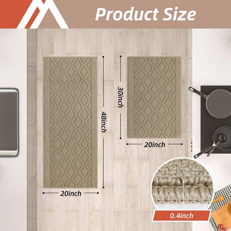COSY HOMEER 48x20 Inch/30X20 Inch Kitchen Rug Mats Made of