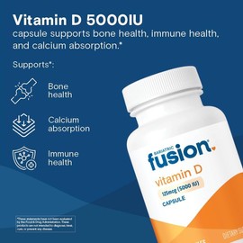 Bariatric Fusion Vitamin D3 5000 IU | Easy to Swallow Bariatric Vitamin D Capsule| One Per Day | Support Bone Strength and Calcium Absorption* | Post Bariatric Surgery | 90 Capsules