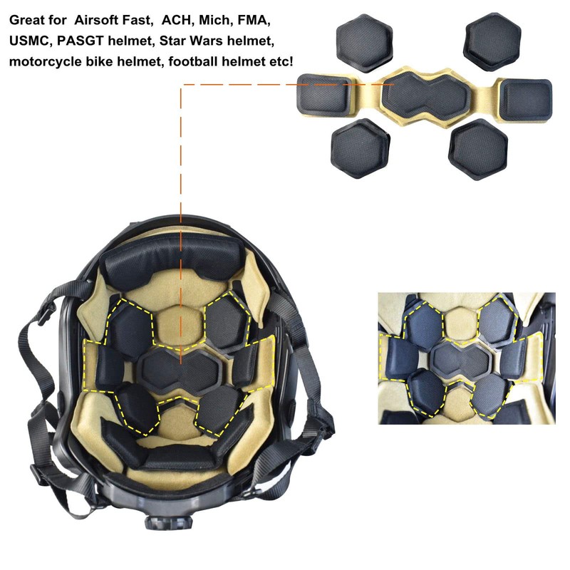 Tactical Fast Helmet Pads Set Military Memory Foam Pad Protective