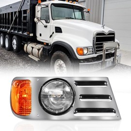 Hpdmauto Headlights Assembly fit for Mack CV Replacement Right Passenger Side Headlamp Chrome