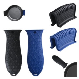 MOROBOR Gusseisen-Griffabdeckung, 4 Stück Silikon-Heißgriffhalter, waschbare Griffhandschuhe, rutschfeste Topflappen, hitzebeständige Hülse für heiße Pfannen