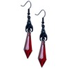 Gothic Dark Bat Dangle Earrings for Women,Red Black Crystal Gems