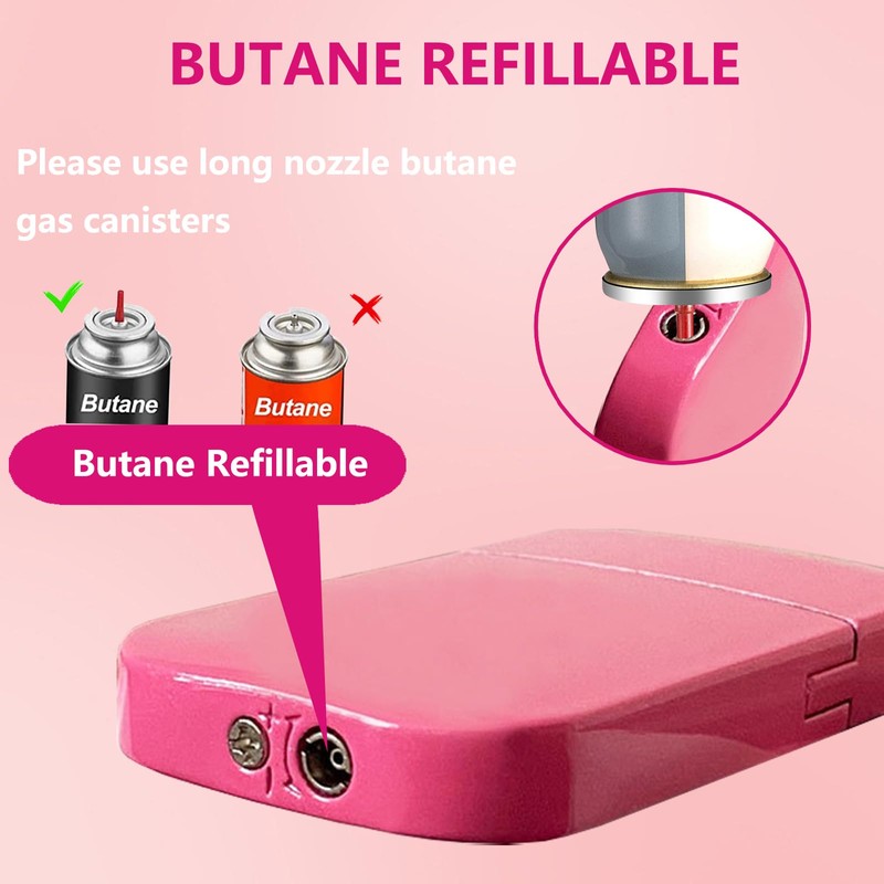 Torch Lighter, Pink Flame Lighter, Cute Pink Glitter Torch Windproof
