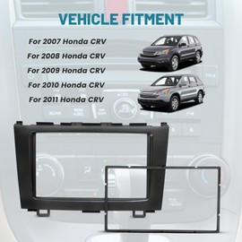 NuIth Double DIN Radio Dash Kits for Honda CRV 2007-2011, Double Din Radio Mount Housing Bracket Installation Trim Bezel Kit Installation Aftermarket Stereo