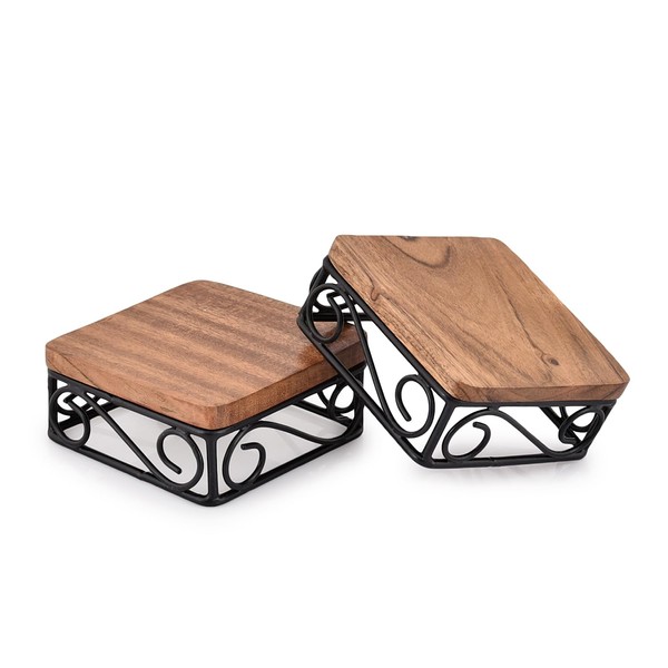 Indus Lifespace Riser Tabletop Square Dessert Stand Risers with Rustic