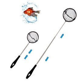 Square Fishing Net with Telescopic Handle, Stainless Pond Net, for Catching Tiny Fish,Shrimp and Cleaning the Aquarium (Black)