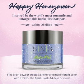 SNS Healthy Natural Nails SNS Nail Dip Powder, Gelous Color Dipping Powder - Obelisco (Blue/Glitter) - Long-Lasting Dip Nail Color Dip Nail Color Lasts 14 Days - Low Odor & No UV Lamp Needed - 1 Oz