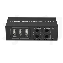 4K@60Hz HDMI USB KVM Switch 4 USB Ports for 4 Computers Share 1 Monitor Keyboard Mouse Hard Drives Printer,for PC Laptop Mac, EDID HDCP Adaptive, Included 4 USB-A Cables and Controller
