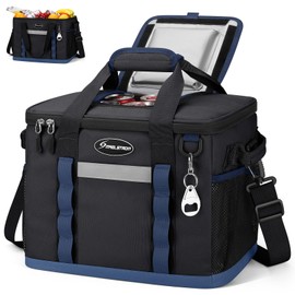 Maelstrom Collapsible Soft Cooler Bag, 35/55/75 Cans Beach Cooler with Flip Top Lid, Ice Chest, Leakproof & Portable for Beach, Camping, Road Trips & Grocery Shopping (Black, 55 Can)