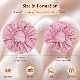 Doitory Bonnet for Sleeping Women & Men, Double Layer Silk Bonnet, Soft Satin Lined Hair Bonnets Sleep Shower Cap for Natural & Curly Hair(Pink)