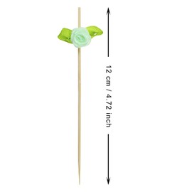 ONLYKXY 100pcs 4.72inch Bamboo Flower Fancy Toothpicks Colorful Cocktail Picks for Appetizers Tea Party Bridal Shower Wedding Valentines Food Fruit Drink Cupcake Decorative Skewer Stick (Light Green)