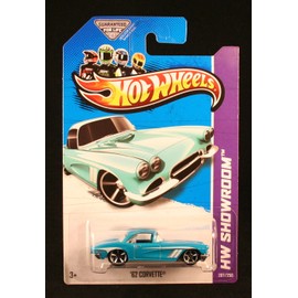 '62 CORVETTE (BLUE) HW SHOWROOM / CORVETTE 60TH 2013 Hot Wheels Basic Car 1:64 Scale Series Collector #207 of 250