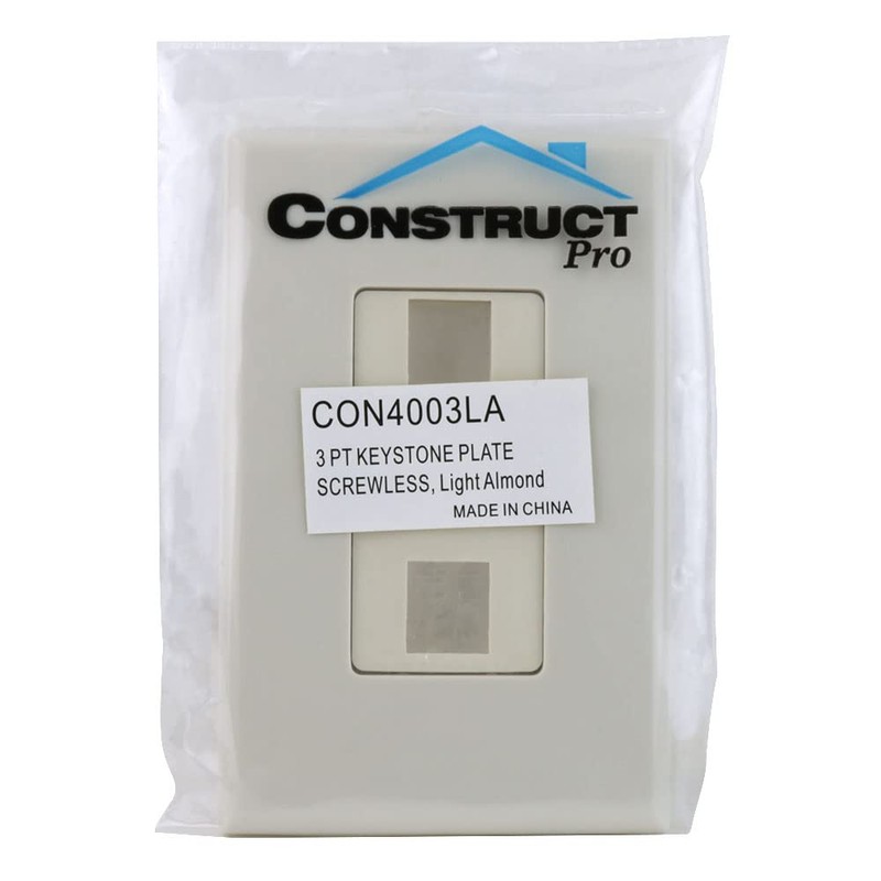 3-Port Keystone Wall Plate, Light Almond