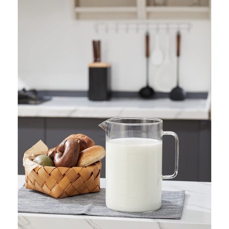 Glass Water Pitcher with Scale Line, Dinner Table jug, Large