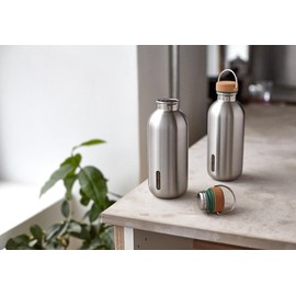 BLACK + BLUM Stainless Steel Water Bottle, Ocean, Stainless Steel Drinking Bottle, 600 ml, 100% Leak-Proof, Extra Light Water Bottle with Sturdy Wood Fibre/PP Lid, Stainless Steel Bottle for Everyday
