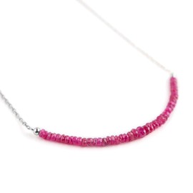 African Ruby, Natural Gemstone Beaded Bar Necklaces Jewelry, Birthstone, Energy Healing Crystals, Necklaces for Women, Rhodium Plated 925 Sterling Silver Chain 45 cm