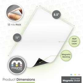 TMS Inkjet Printable Magnetic Sheets | 10 x Matte or Gloss Magnetic Photo Paper 8.5” x 11” | Make Your Own Fridge Magnets | Home & Office Décor, Refrigerator Magnets, Apartment Essentials & Must Haves