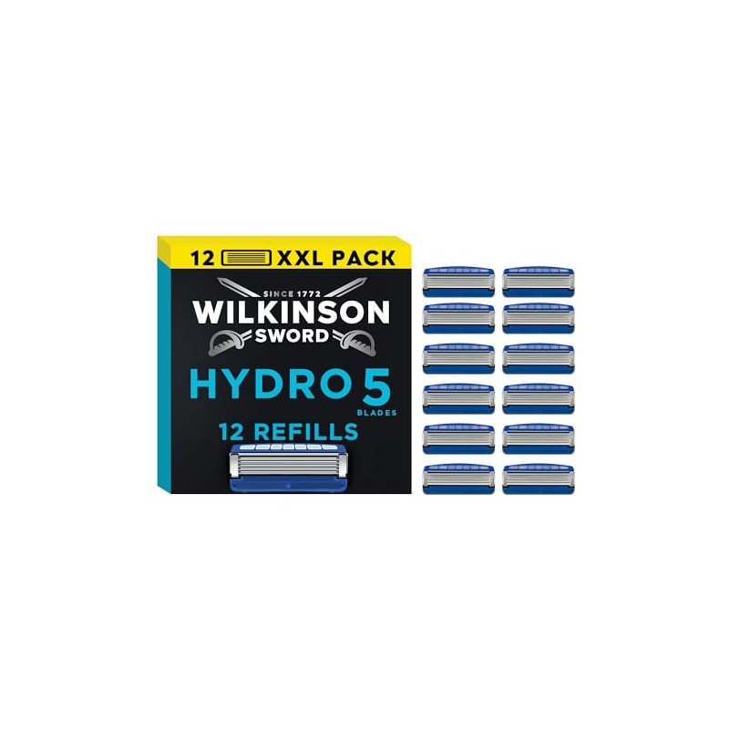 Wilkinson Sword - Hydro 5 Razors for Men, 12 Replacement