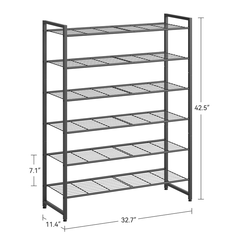Nunsino Shoe Rack, Metal Shoe Organizer, 6 Tier Garage Shoe
