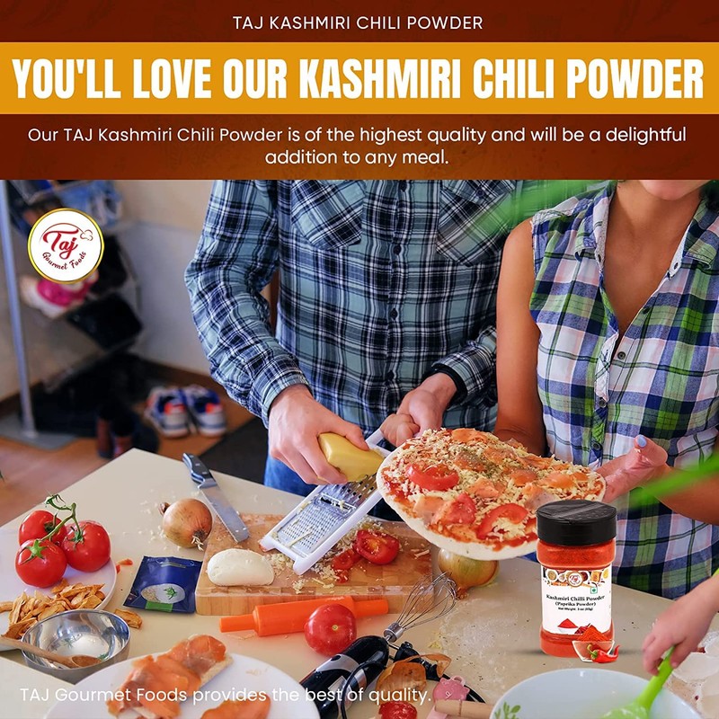 TAJ Premium Indian Kashmiri Chilly Powder, (Deggi Mirch, Lal Mirch),