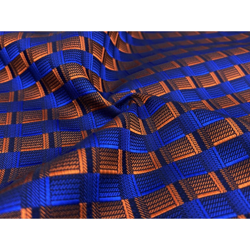 [S&W SHLAX&WING] Men's Necktie Pocket Square Blue Copper Tie Set