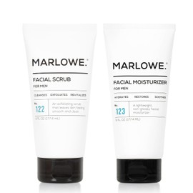 Marlow Men's Skin Care Set Exfoliating Facial Scrub and Hydrating Moisturizer Duo Cleanser Brightening Skin Soothing Great Gift for Men Clean and Vegan Daily Grooming Essentials Facial Scrub + / 말로우 남성 스킨 케어 세트 각질 제거 페이셜 스크럽 및 수분 공급 모이스처라이저 듀오 클렌저 브라이트닝 피부 진정 남성을 위한 훌륭한 선물 깨끗하고 비건 데일리 그루밍 에센셜 Facial Scrub +