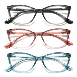 Kafirlo cat eye reading glasses women cateye anti blue light blocking cheaters high end coolest stylish computer cute designer fashion clear wide frame unbreakable ladies funky small pink bling +2.00