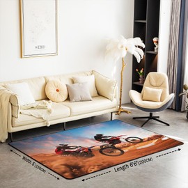 Jejeloiu Area Rug 3'3" x 5'9" Multicolor Motocross Living Room Decorative Rug