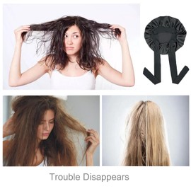 iLamvie Silk Bonnet,Adjustable Satin Bonnet,Hair Bonnet For Sleeping,Bonnet,Soft And Comfortable Silk Sleep Cap(Black)